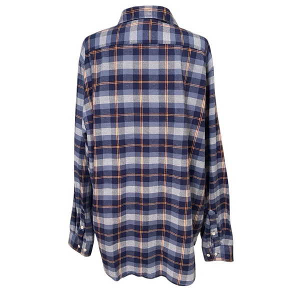 The Normal Brand Plaid Flannel Button Down Shirt Size XXL Blue Orange - Picture 3 of 6